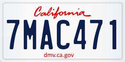CA license plate 7MAC471