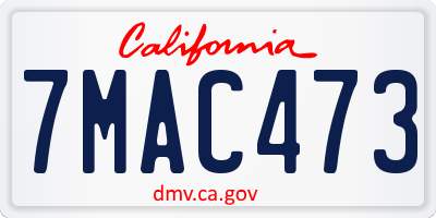 CA license plate 7MAC473