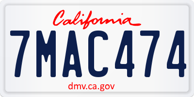 CA license plate 7MAC474