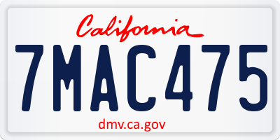 CA license plate 7MAC475