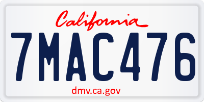 CA license plate 7MAC476