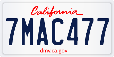 CA license plate 7MAC477