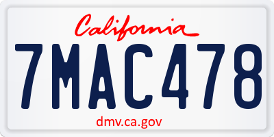 CA license plate 7MAC478
