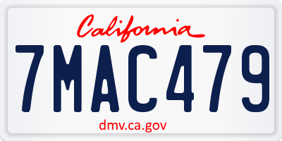 CA license plate 7MAC479
