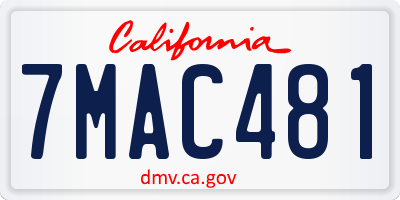 CA license plate 7MAC481
