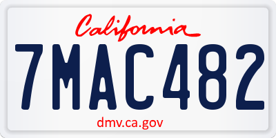 CA license plate 7MAC482