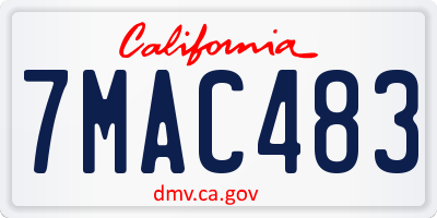 CA license plate 7MAC483