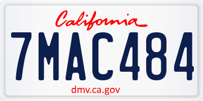 CA license plate 7MAC484