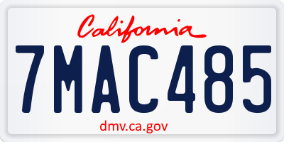 CA license plate 7MAC485