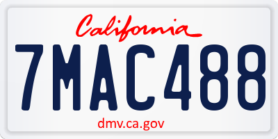 CA license plate 7MAC488