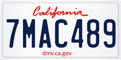 CA license plate 7MAC489
