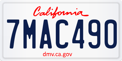 CA license plate 7MAC490