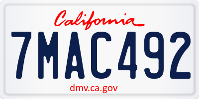 CA license plate 7MAC492