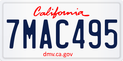 CA license plate 7MAC495