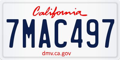 CA license plate 7MAC497