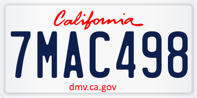 CA license plate 7MAC498