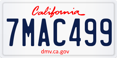 CA license plate 7MAC499