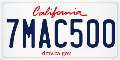 CA license plate 7MAC500