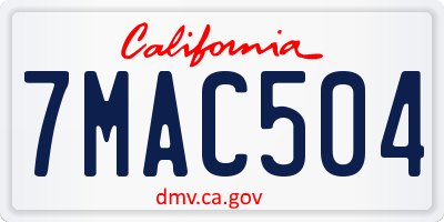 CA license plate 7MAC504