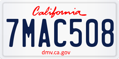 CA license plate 7MAC508