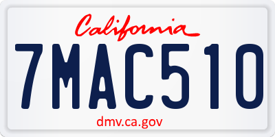 CA license plate 7MAC510