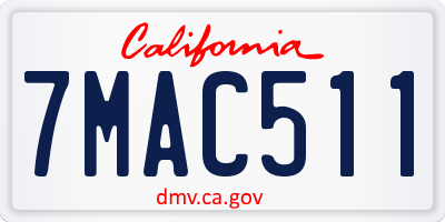 CA license plate 7MAC511