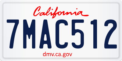 CA license plate 7MAC512