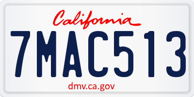 CA license plate 7MAC513