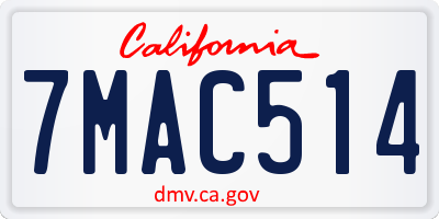 CA license plate 7MAC514