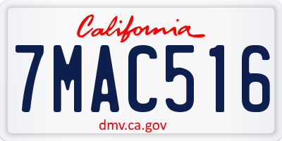CA license plate 7MAC516