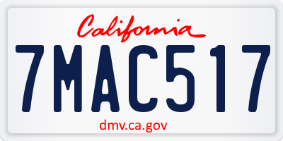 CA license plate 7MAC517