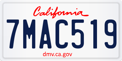 CA license plate 7MAC519