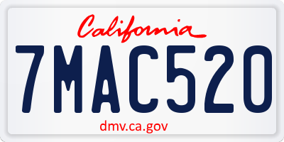 CA license plate 7MAC520