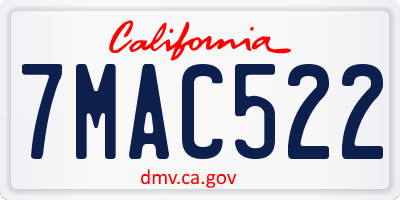 CA license plate 7MAC522