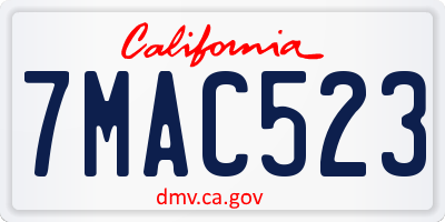 CA license plate 7MAC523