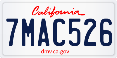 CA license plate 7MAC526