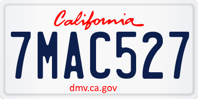 CA license plate 7MAC527