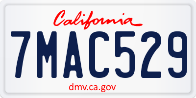 CA license plate 7MAC529