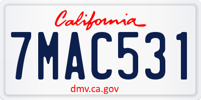 CA license plate 7MAC531