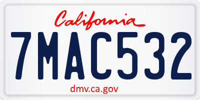 CA license plate 7MAC532