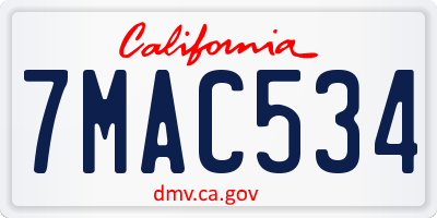 CA license plate 7MAC534