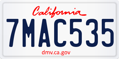 CA license plate 7MAC535