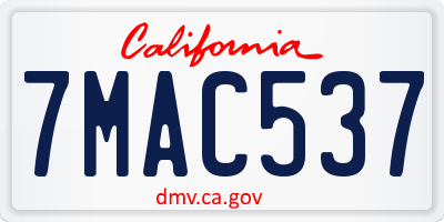 CA license plate 7MAC537