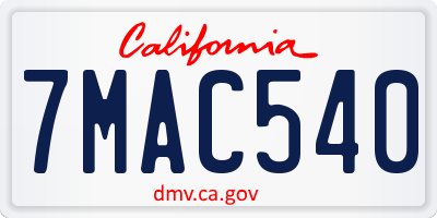 CA license plate 7MAC540