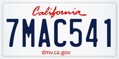 CA license plate 7MAC541