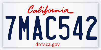 CA license plate 7MAC542