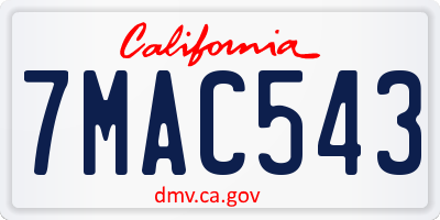 CA license plate 7MAC543