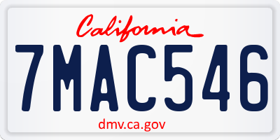 CA license plate 7MAC546