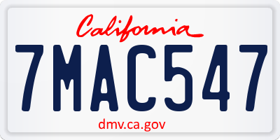 CA license plate 7MAC547