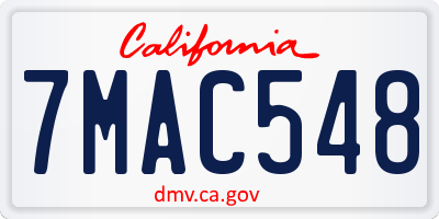 CA license plate 7MAC548